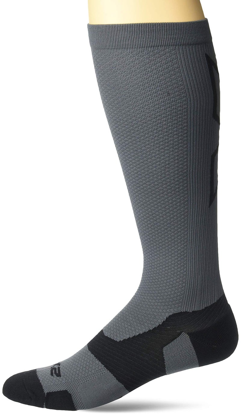 2XU Womens Vectr Full Length Socks, Titanium/Black, 7-8 US - Image 1